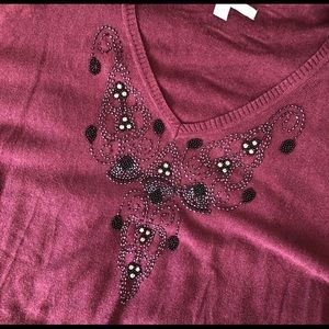 Lauren Conrad dolman beaded sweater 3/4 sleeves